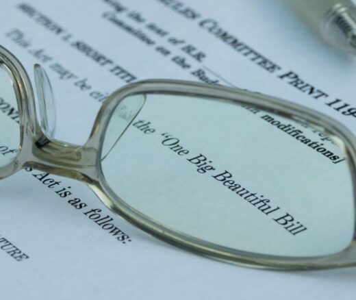 Closeup of the documents of the One Big Beautiful Bill Act (OBBBA), a budget reconciliation bill in the 119th United States Congress.