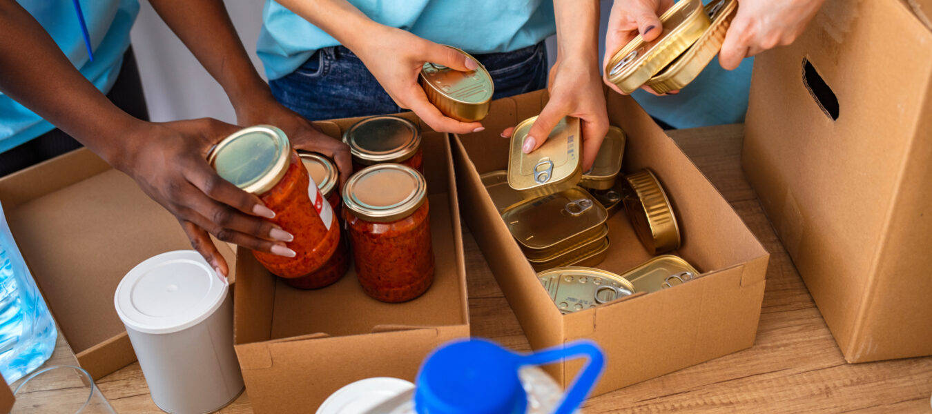 Small mixed race group of people working in charitable foundation.