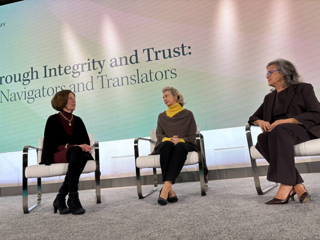 Mary D. Naylor, PhD, RN, FAAN; Connie M. Ulrich, PhD, RN, FAAN; and Martha A.Q. Curley, PhD, RN, FAAN (left to right) are pictured during the American Academy of Nursing’s Health Policy Conference in Washington, D.C., on October 16th, 2025. Naylor presented at the conference.