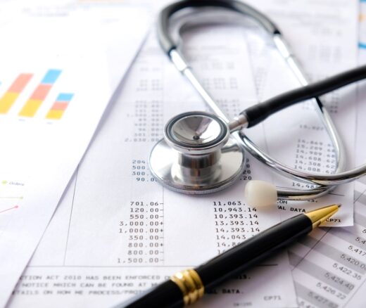 Stethoscope with Pen, Charts and Graphs