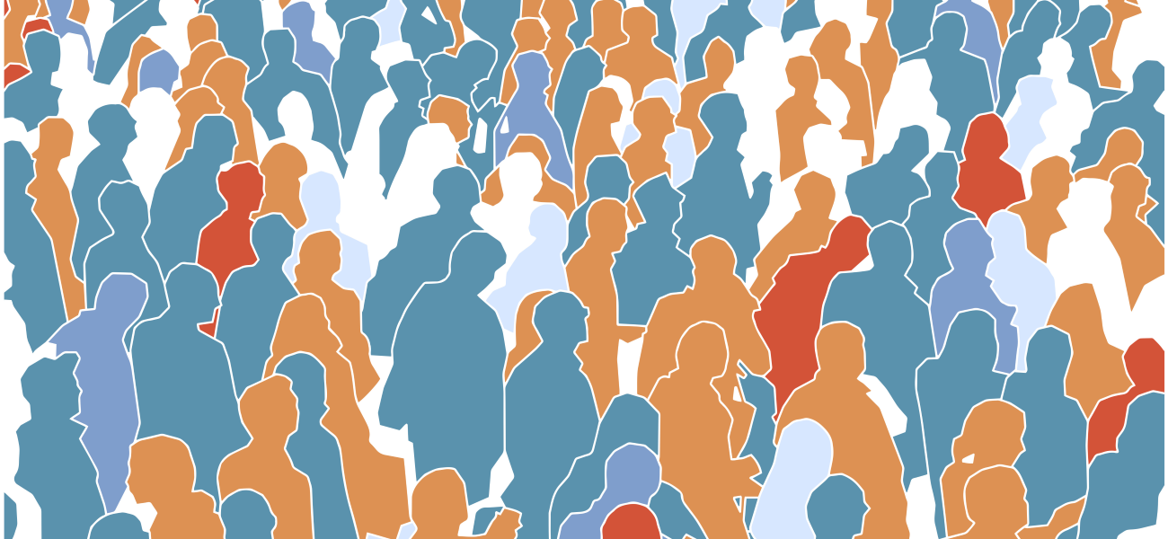 Vector illustration of large crowd of people.