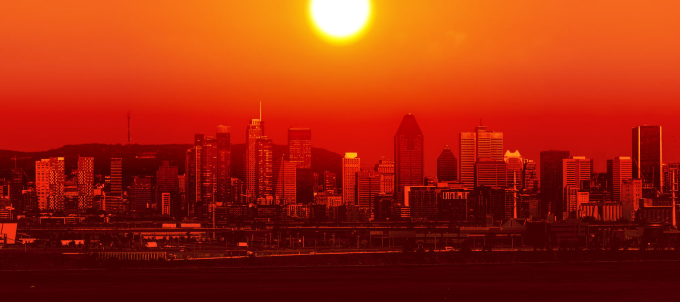 Image of the sun above a city skyline
