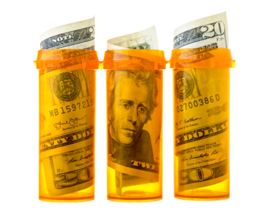 Pill bottles with money inside