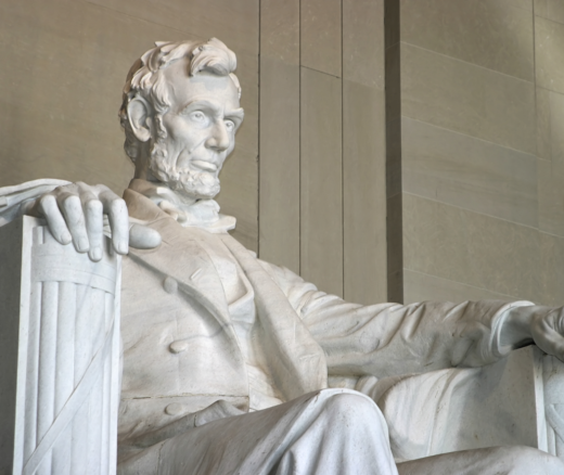 The right side of Abraham Lincoln's statue in the Lincoln Memorial.