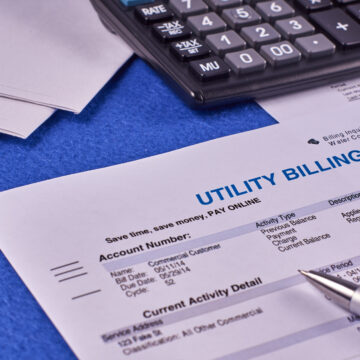 A utility bill next to a calculator
